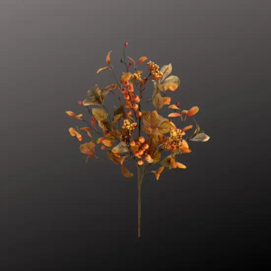 26" Faux Fall Berry Spray with Autumn Leaves &ndash; Thanksgiving Floral Spray-57160OR {3}