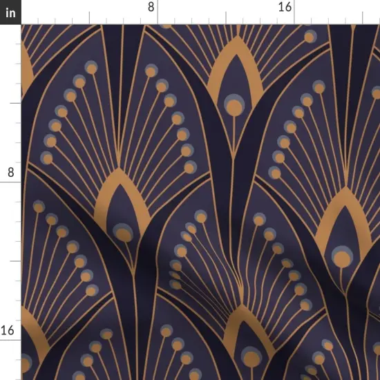 Various Fabrics by the Yard or Fat Quarter Geometric Feathers Blue Brown Abstract Peacocks Bold Retro Glam Custom Printed Fabric by Spoonflower {2}