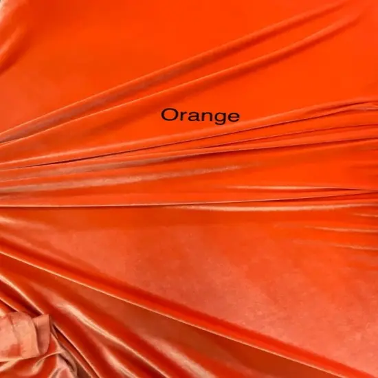 1 Yard Orange Stretch Velvet Fabric with Plush Texture and Elegant Drape for Fashion and Crafts 58/60 Inch Wide {1}