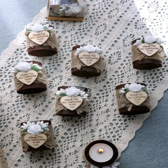 50pc Wooden Tealight Candle Holders &ndash; Wedding & Shower Favors, DIY Guest Gifts {3}