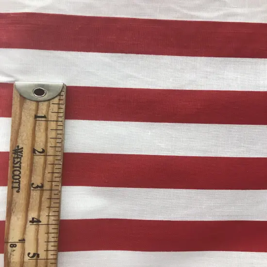 1 Yard Red And White 1 Inch Stripe Poly Cotton Fabric Horizontal Pattern For Sewing Decor 59/60 Inch Wide {1}
