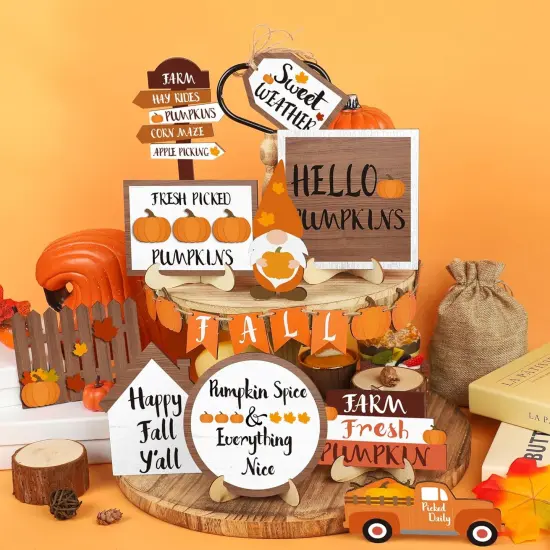 20 Pcs Fall Tiered Tray Decor Thanksgiving {3}
