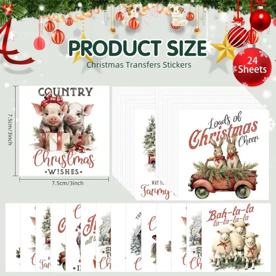 24 Sheets Vintage Christmas Rub On Transfers for Crafts {2}