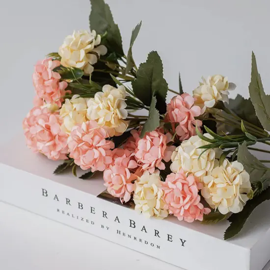 Mini Silk Hydrangea Artificial Flowers &ndash; 1 Bouquet with 10 Heads &ndash; Fake Flower Bundle for Wedding Centerpieces, Party & Home Decoration {5}