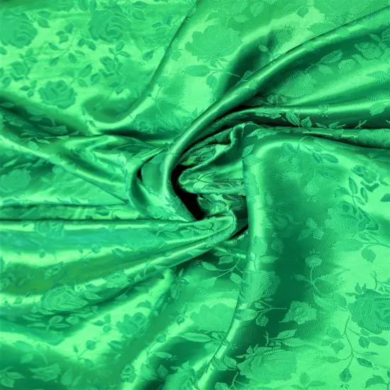 1 Yard Kelly Green Reversible Jacquard Satin Fabric for Curtains Tablecloth Apparel Crafts 58/60" Inches Width {1}