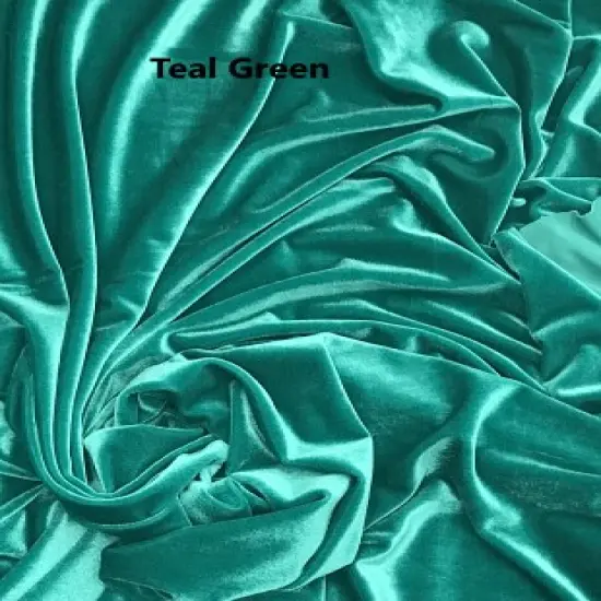 1 Yard Rich Teal Green Stretch Velour Fabric Smooth Lush Texture with Elegant Weighted Drape 58/60 Inch Width {1}