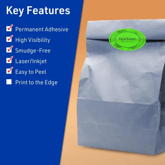 Avery Neon Green Paper Labels, 1.5" x 2.5" Oval {2}