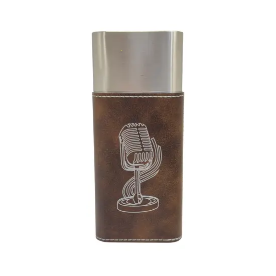 Cigar Case with Cutter - Microphone - Leather Black/Silver {4}