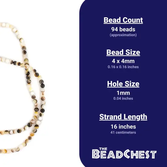 The Bead Chest Round Black & White Shell Beads (4mm) {4}