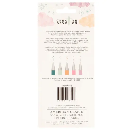 Creative Devotion Draw Near Erasable Fine Point Pens 5/Pkg-Assorted Colors {4}
