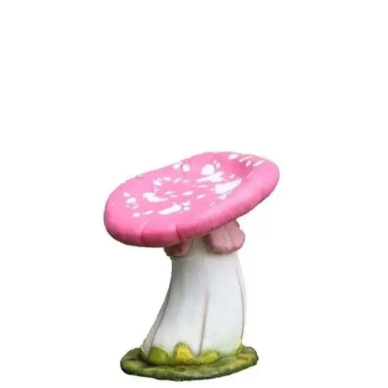 Pink Single Mushroom Stool Over Sized Statue {1}