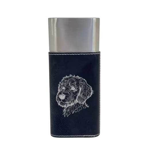 Cigar Case with Cutter - Golden Doodle - Leather Black/Silver {1}