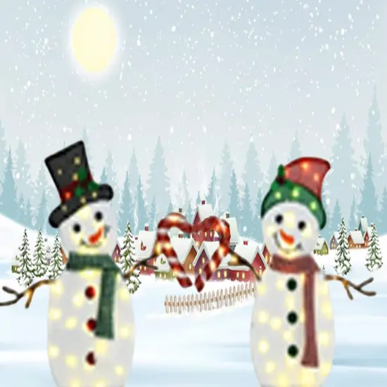Light-Up Heart Snowman Duo 30" & 32" Tall Christmas Display Set {4}