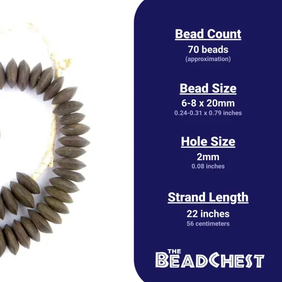 The Bead Chest Matte Brown Bone Beads - Full Strand of Fair Trade African Beads (Saucer, Matte Brown) {3}