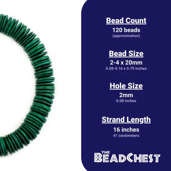 The Bead Chest Green Disk Coconut Shell Beads (20mm) {4}