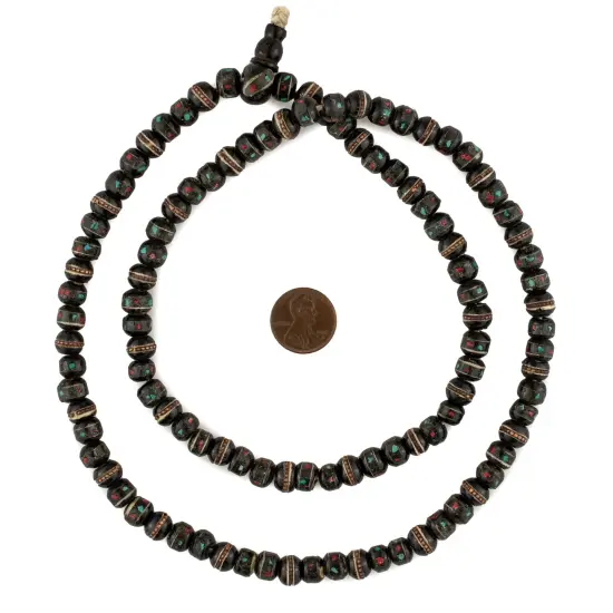 The Bead Chest Mala Meditation Beads - 108 Inlaid Prayer Beads for Yoga, Necklace, Jewelry (8mm, Black Horn) {2}