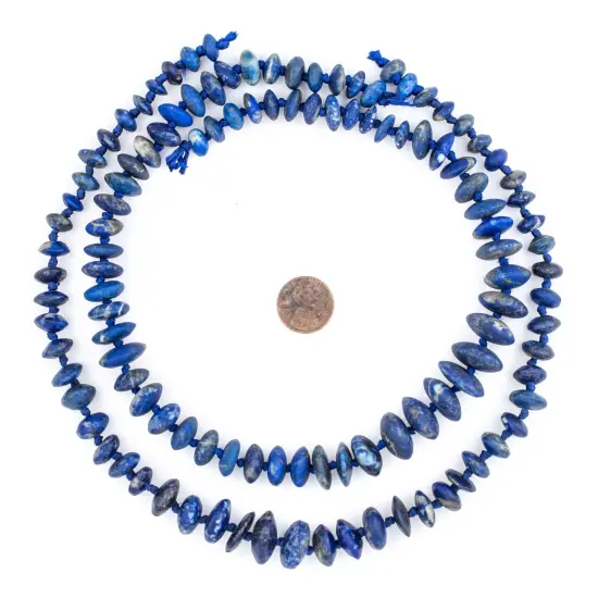 The Bead Chest Afghan Lapis Lazuli Saucer Beads 15mm Afghanistan Blue Gemstone Large Hole 18 Inch Strand {2}