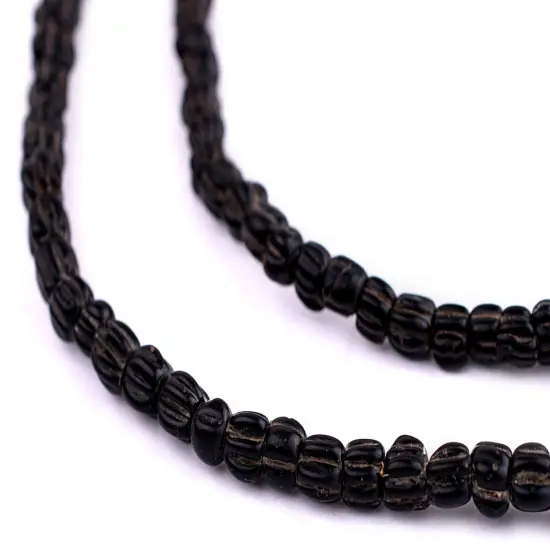 The Bead Chest Vintage Black Dogtooth Beads 6mm Czechoslovakia Unusual Glass Large Hole 32 Inch Strand {1}