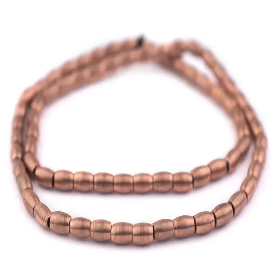 The Bead Chest Antiqued Copper Oval Beads - Full Strand of 4mm Ethnic Metal Spacer Beads {3}