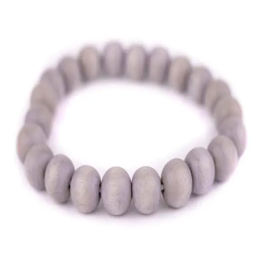 The Bead Chest Wood Stretch Bracelet, Light Grey - Stackable Beaded Jewelry, Unisex for Men & Women {1}