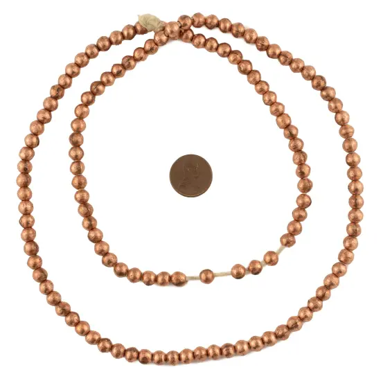 The Bead Chest 6mm Round Copper Beads - Full Strand of African Metal Spacer Beads {2}
