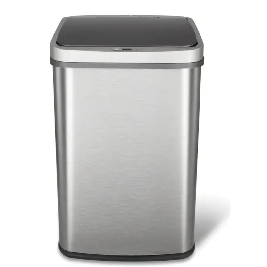 13-Gallon Motion Sensor Trash Can Stainless Steel Kitchen Waste Bin with Odor Seal and Liner Grey {2}