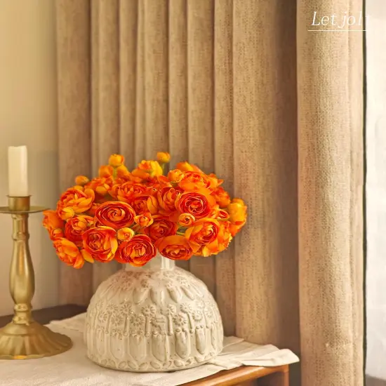 18 Pcs Artificial Ranunculus Flower - Orange {5}