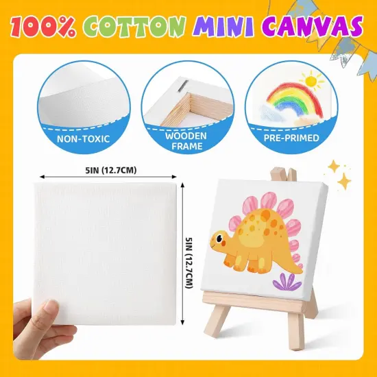 16 Set Mini Acrylic Paint Kit,5in Mini Stretched Canvas with 7.5in Easel {4}