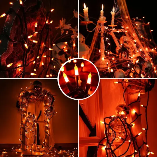 25ft Orange 100 Count Incandescent Halloween String Lights {4}