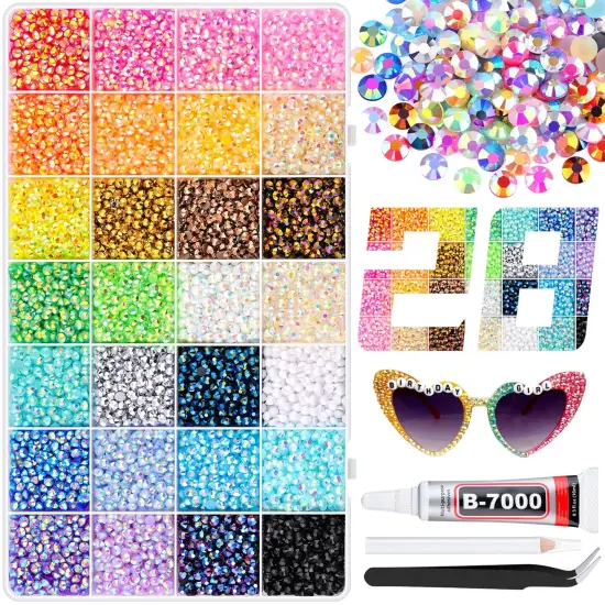 13000Pcs 4mm Flatback Resin Rhinestones &ndash; Jelly Multicolored Gems with B7000 Glue {1}