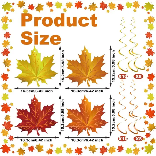 36 Pieces Fall Leaves Hanging Swirls Decorations {2}