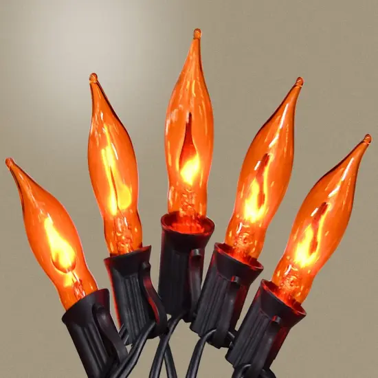 Flickering Flame String Lights Orange Halloween Lights with 10 Pack {1}
