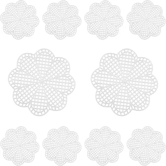 10 Pcs 7 Count 3 inch Mesh Plastic Canvas Flower Sheets, Blank Needlepoint Canvas for Embroidery, White Cross Stitch Plastic Mesh for DIY, Crochet Projects, Yarn Crafting, Knit, Needlework {1}
