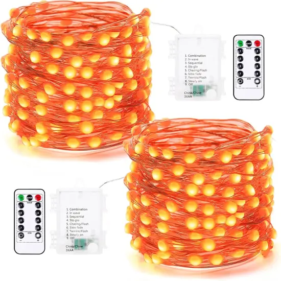 2 Pack 17.48ft 50 LED Halloween Fairy Lights with Remote {1}