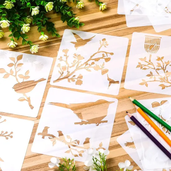 20 Pieces Bird Stencils for Painting Reusable Animal plante Spring Stencil {5}