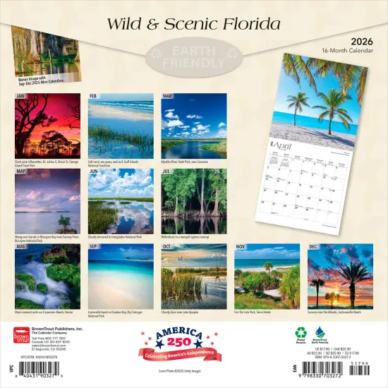 Florida Wild & Scenic | 2026 12 x 24 Inch (Hanging) Monthly Square Wall Calendar | Plastic-Free {2}