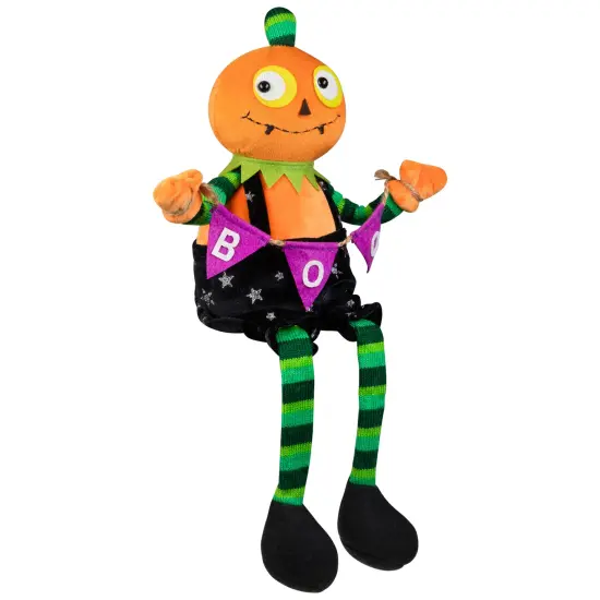 Northlight Jack O Lantern Halloween Decoration with Boo Banner- 14" Multi {4}