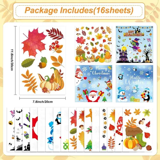 160PCS Christmas Winter Thanksgiving Window Clings {5}