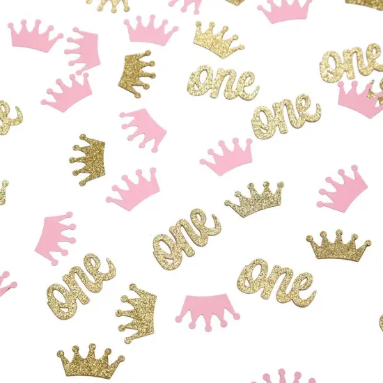 Glitter Crown Confetti Pink and Gold One Table Scatter {1}