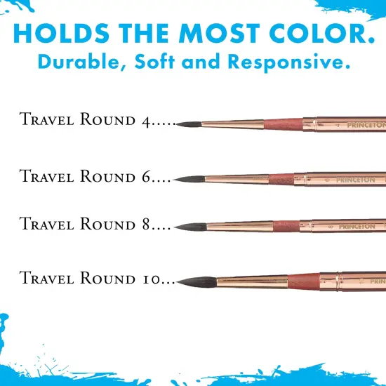 Princeton Series 4750 Neptune Synthetic Squirrel Brush-Short Handle Travel Set 4PC {6}