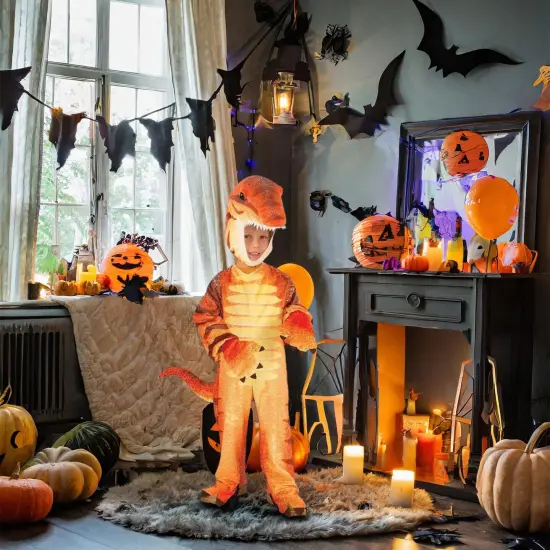 Plush Orange Raptor Dinosaur Costume Child Toddler {3}