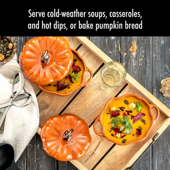 STAUB Ceramic 24-oz Pumpkin Cocotte {6}