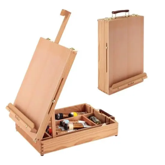 Master Artist Oil Paint Set Includes Wood Art Supply Carrying Case Sketchbox w/ Easel & 5-Pack 12x16 Canvas Panels For Painting Assorted {5}