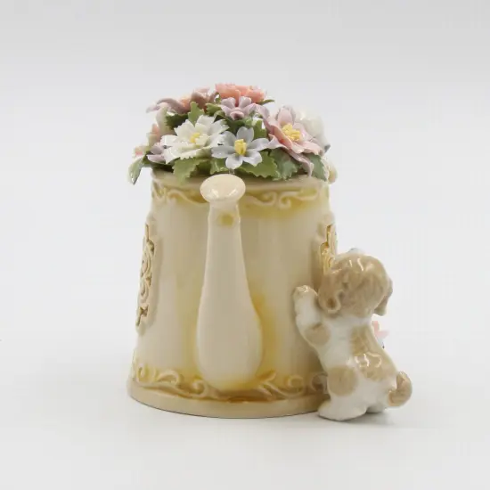 Ceramic Puppies Playing with Flower Pitcher Music Box, Home D&eacute;cor, Gift for Her, Gift for Mom, Kitchen D&eacute;cor, Dog Lover Gift, Pet Loss Gift {4}