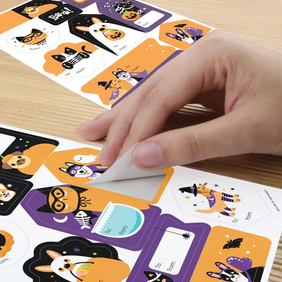 Big Dot of Happiness Halloween Pets - Assorted Cats and Dogs Party Gift Tag Labels - To and From Treat Stickers - 12 Sheets - 120 Stickers {6}