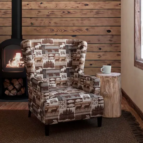 Moose Slate - Brown Novelty Upholstery Fabric 54 Inches" {2}