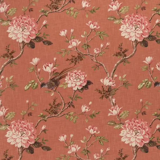 Upholstery Fabric - Coral & Peach Floral Upholstery Fabric 54 Inches" {1}