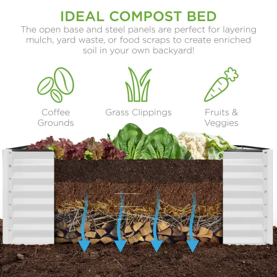 Best Choice Products 6x3x2ft Outdoor Metal Raised Garden Bed, Planter Box for Vegetables, Flowers, Herbs White {3}