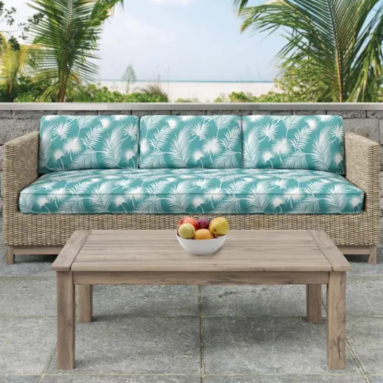 Aruba - Aqua & Teal Leaves,Tropical & Botanical Upholstery Fabric 54 Inches" {3}