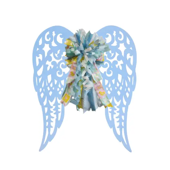 17" Metal Filigree Angel Wings: Light Blue {3}